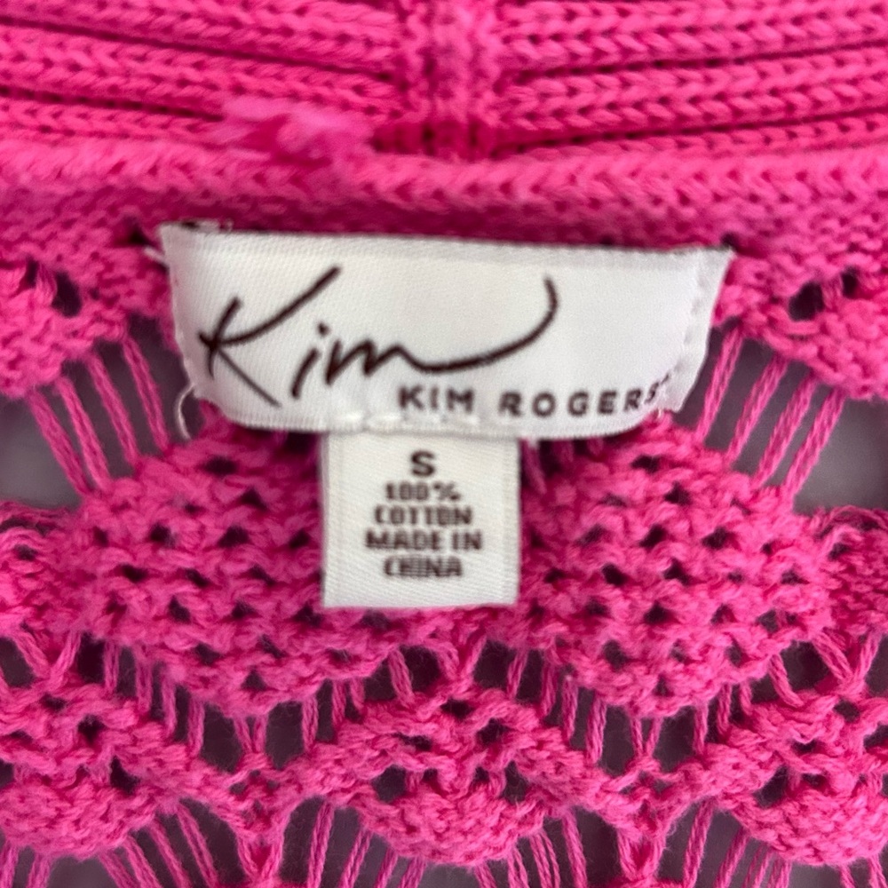 Vintage Y2K Pink Crocheted Shrug / Open Cardigan Short Sleeve Size Small - Picture 7 of 7